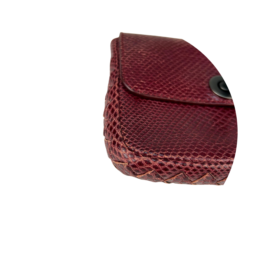 Bottega Veneta Burgundy Lizard Intrecciato Wallet