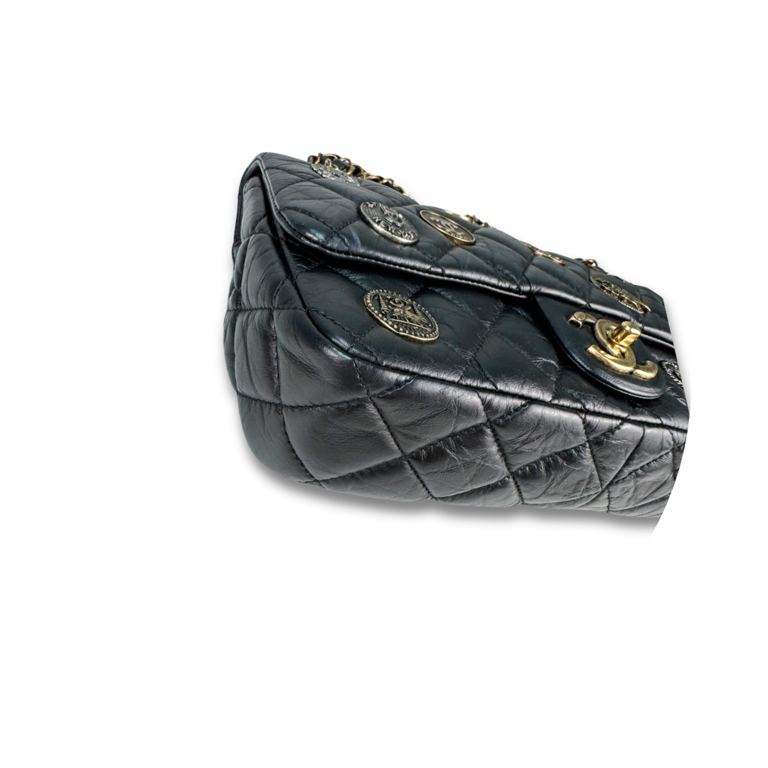 Chanel Aged Calfskin Coin Medallion Flap Bag