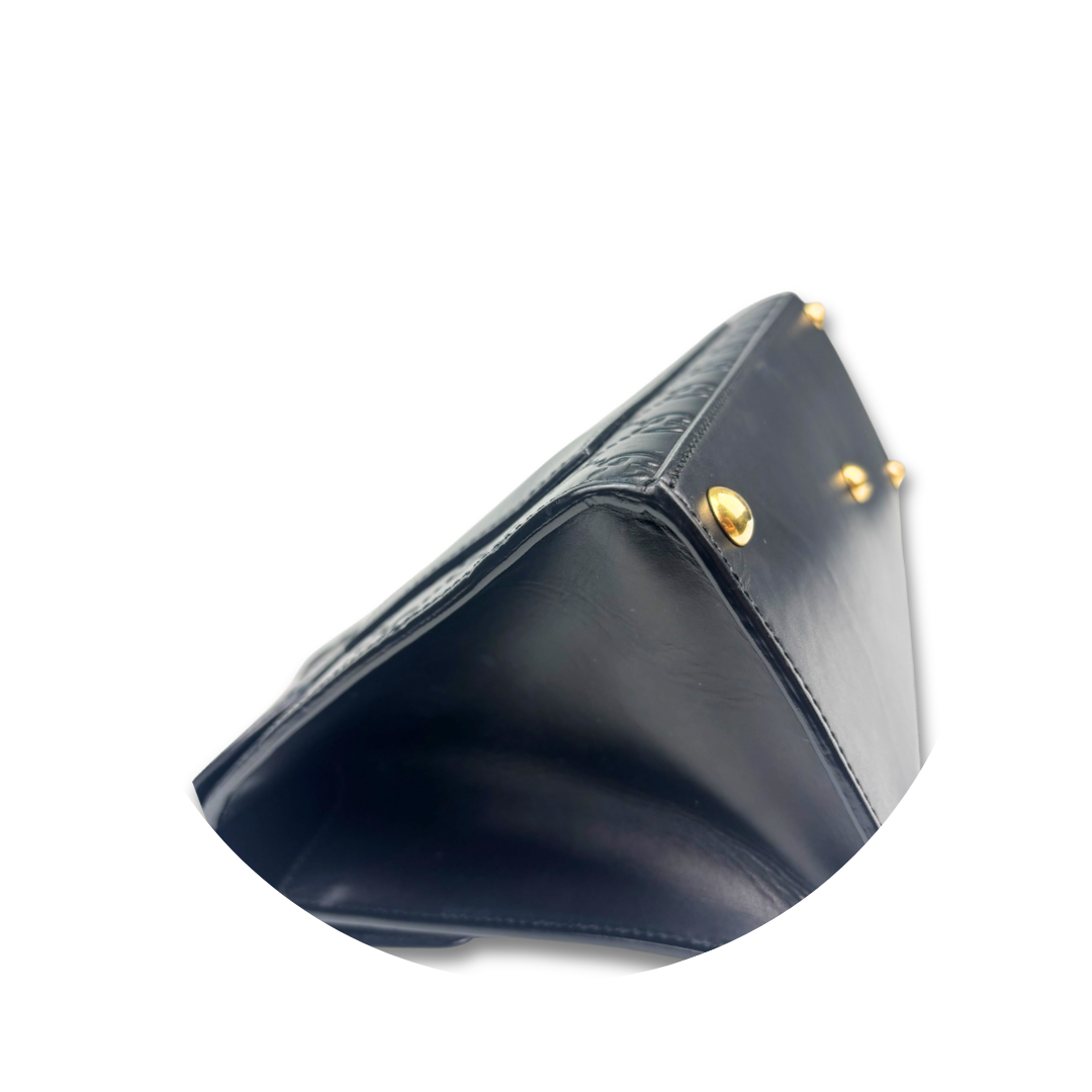 Gucci Black Guccissima Medium Padlock Top Handle