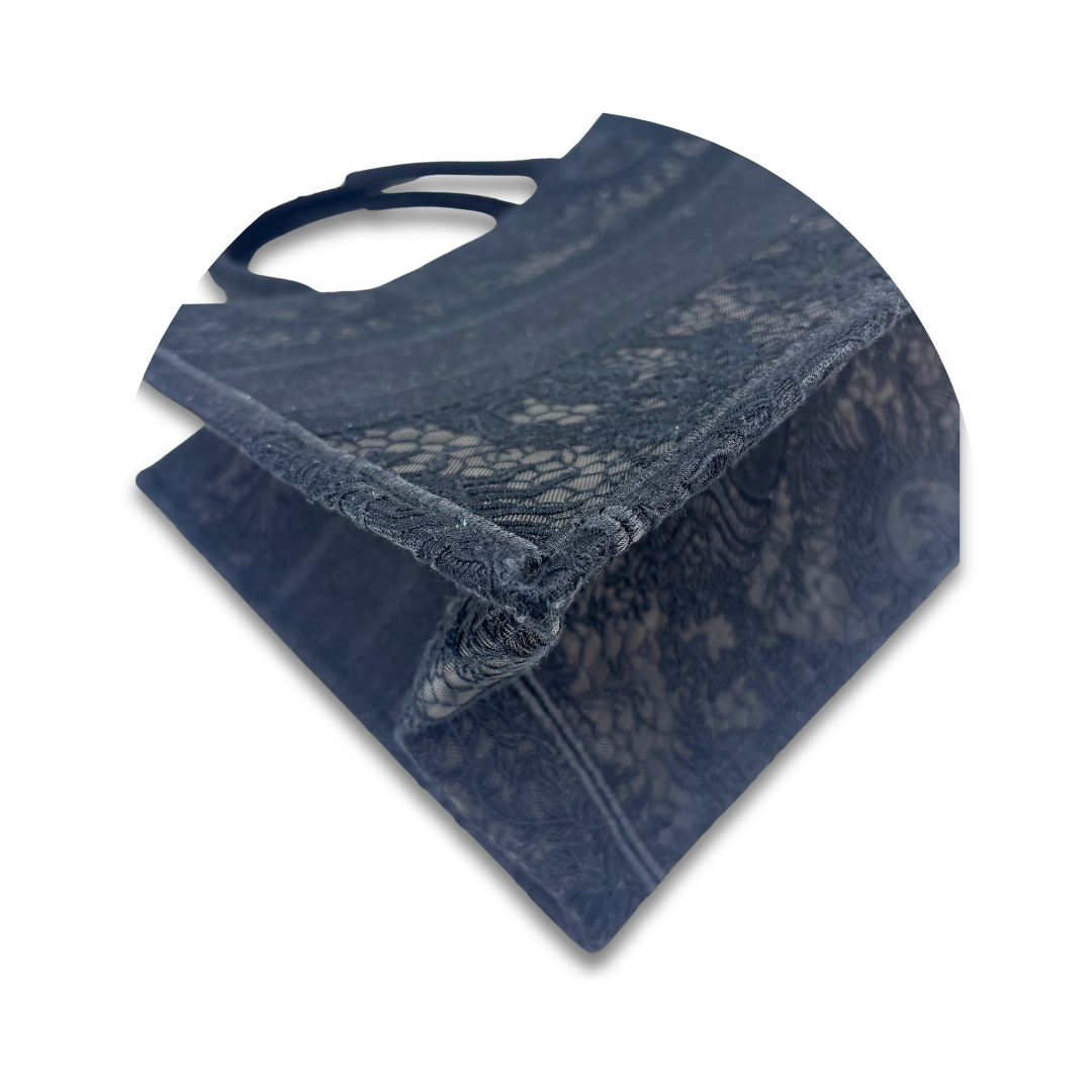 Dior Black Embroidered Lace Medium Book Tote