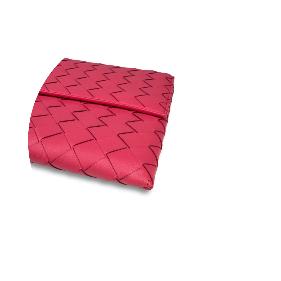 Bottega Veneta Pink Intrecciato Flap Clutch