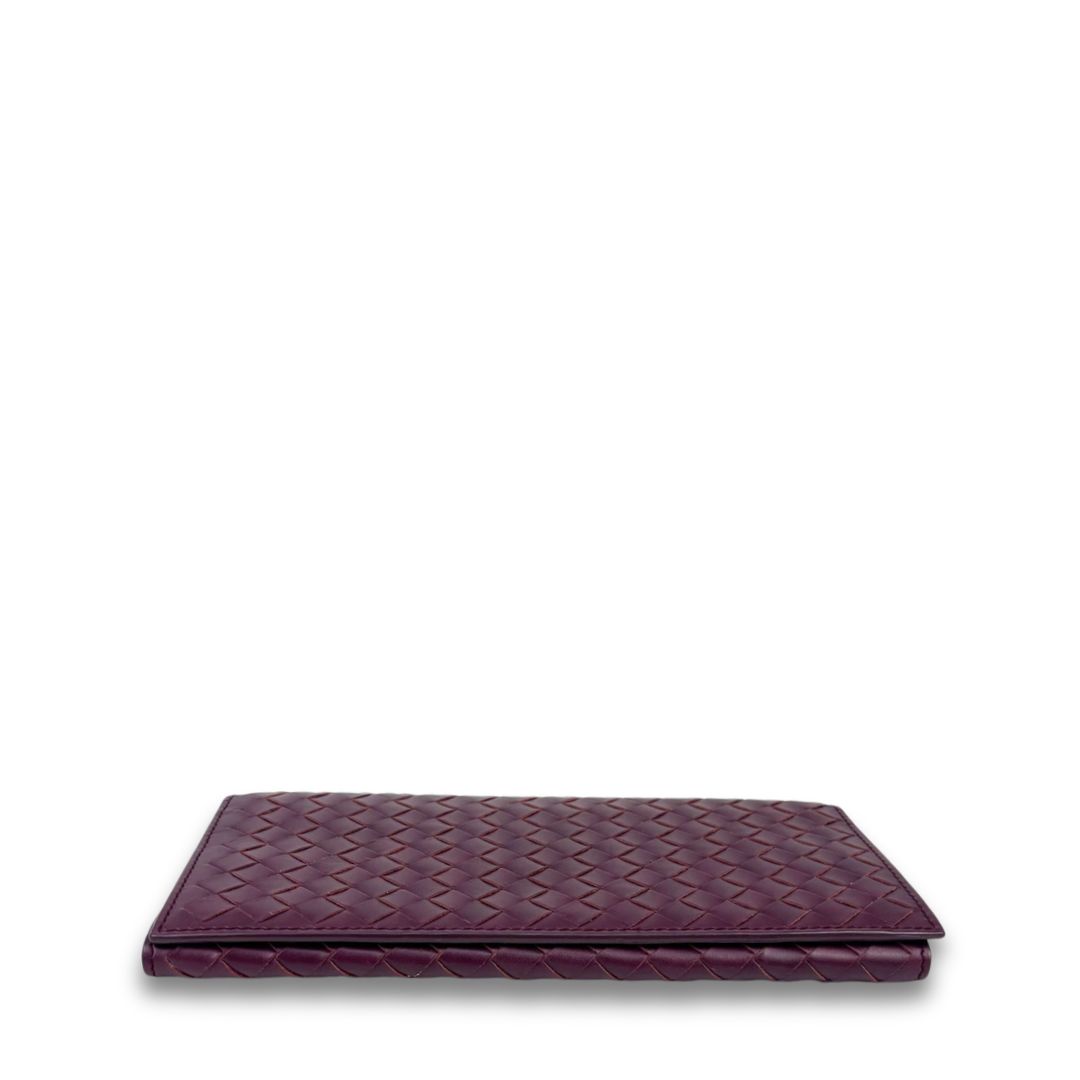 Bottega Veneta Plum Intrecciato Bifold Wallet