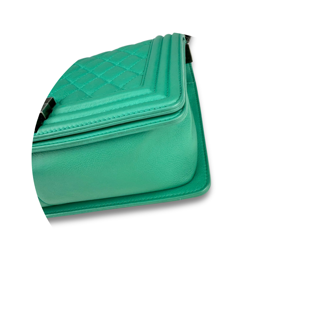 Chanel Green Calfskin Medium Boy Bag