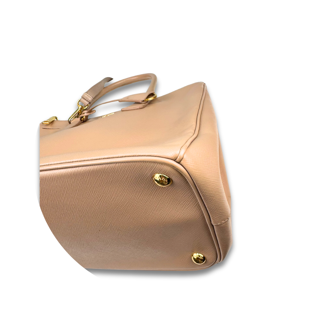 Prada Medium Beige Double Zip Galliera