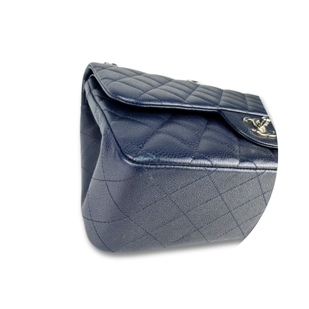 Chanel Navy Caviar Classic Jumbo Double Flap