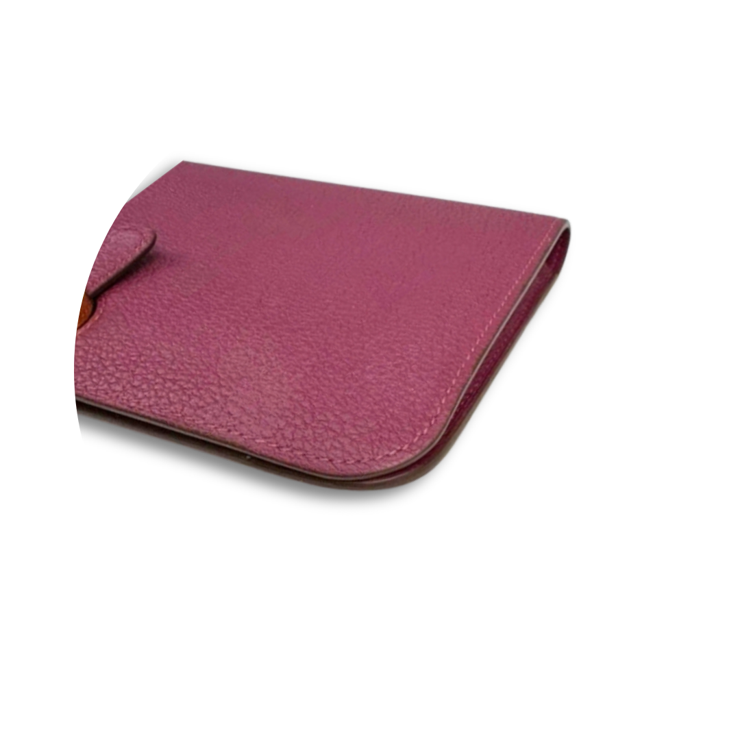 Hermès Clemence Dogon Duo Wallet Plum