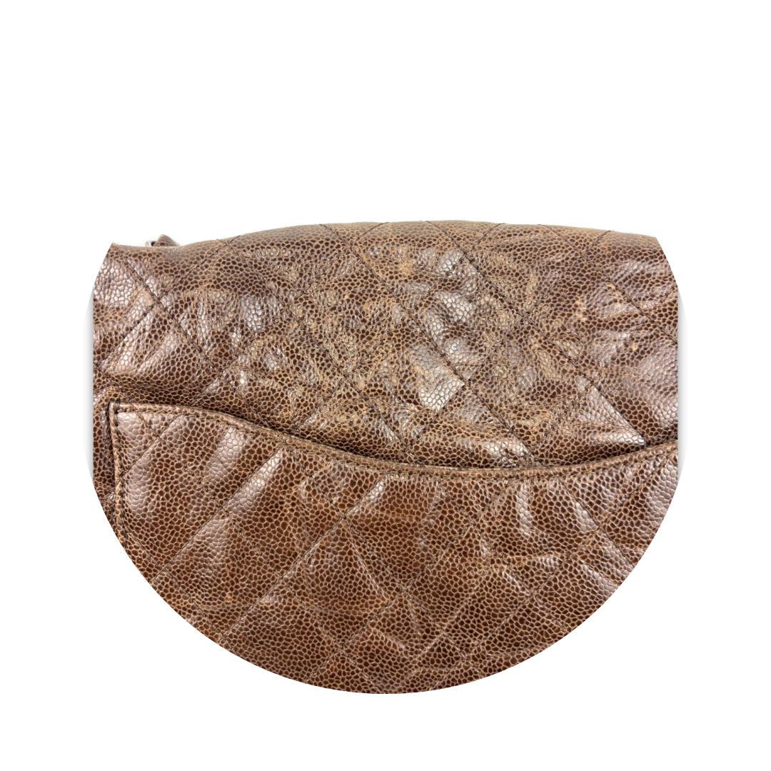 Chanel Brown Glazed Caviar Elastic Flap Bag