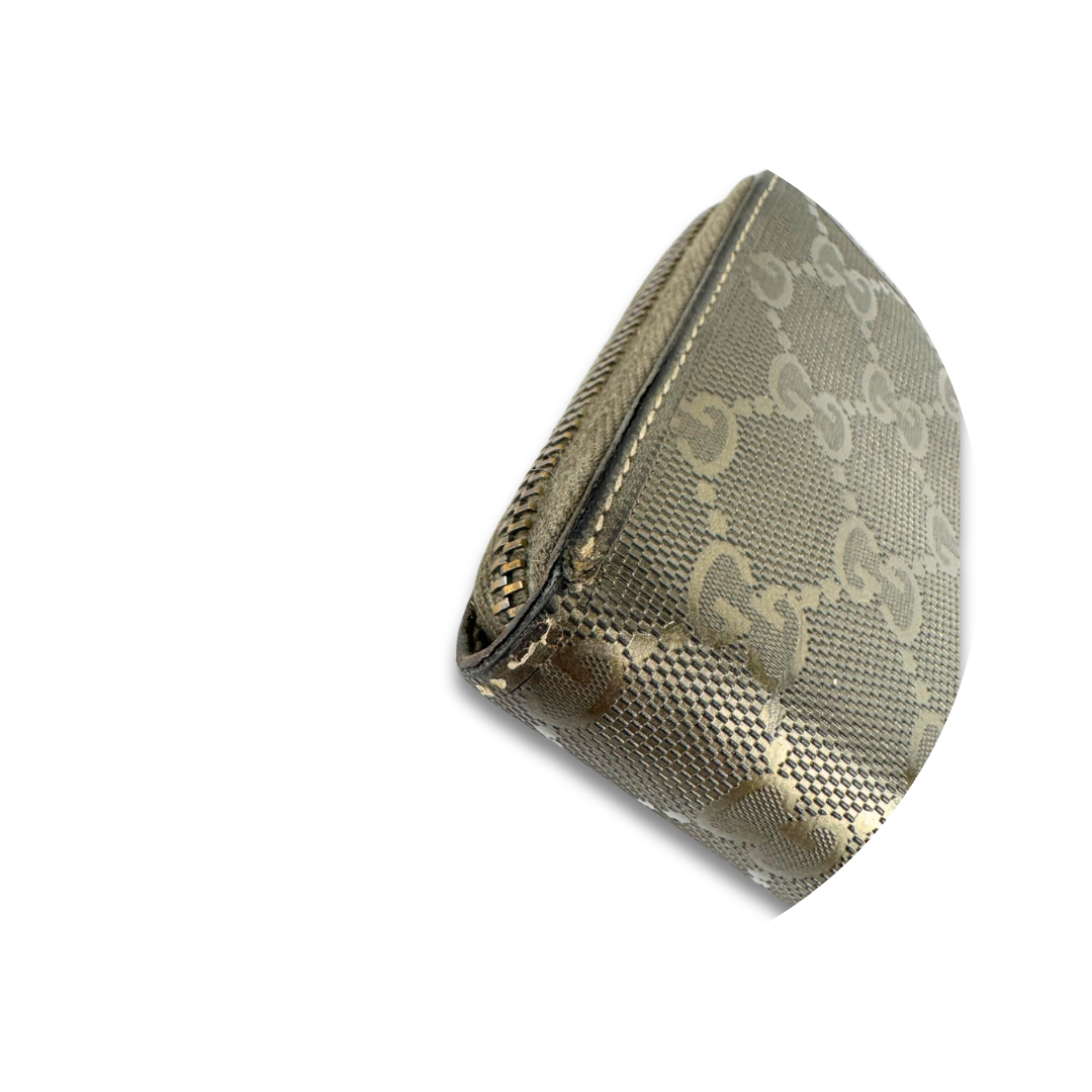 Gucci Metallic Bronze Imprimé Zipper Wallet