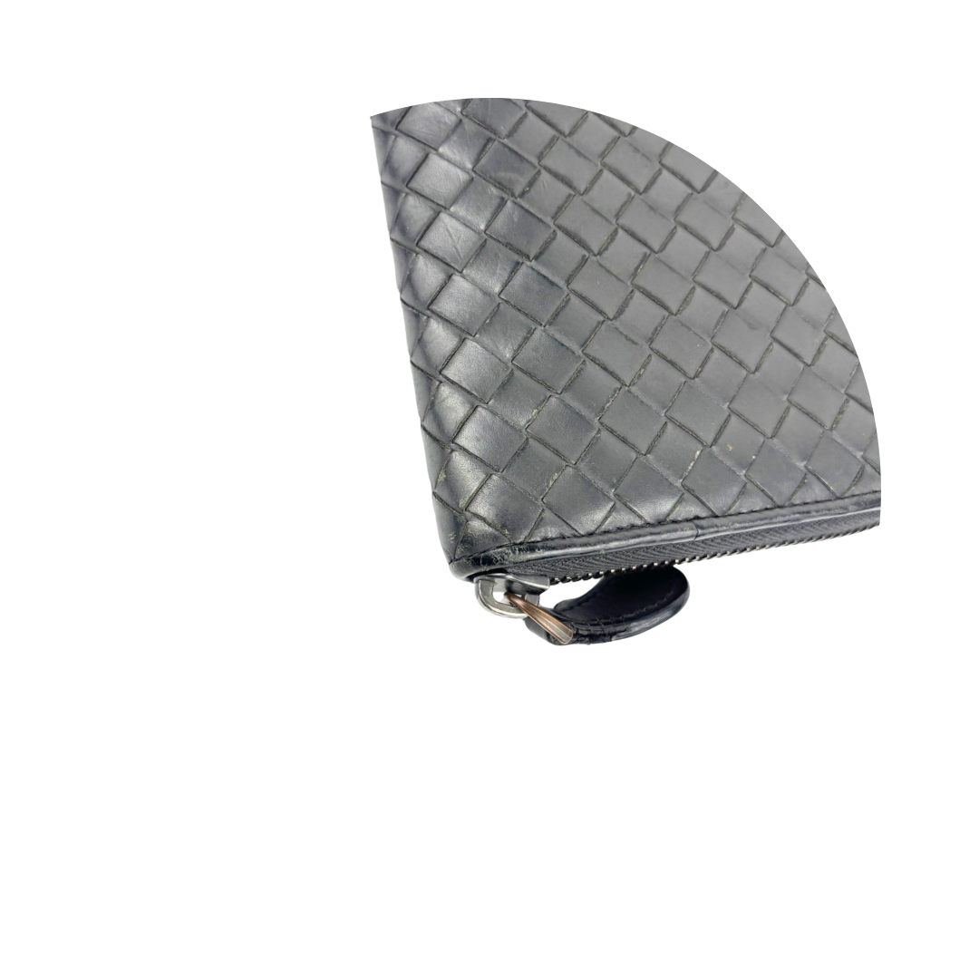 Bottega Veneta Intrecciato Grey Zip Around Wallet