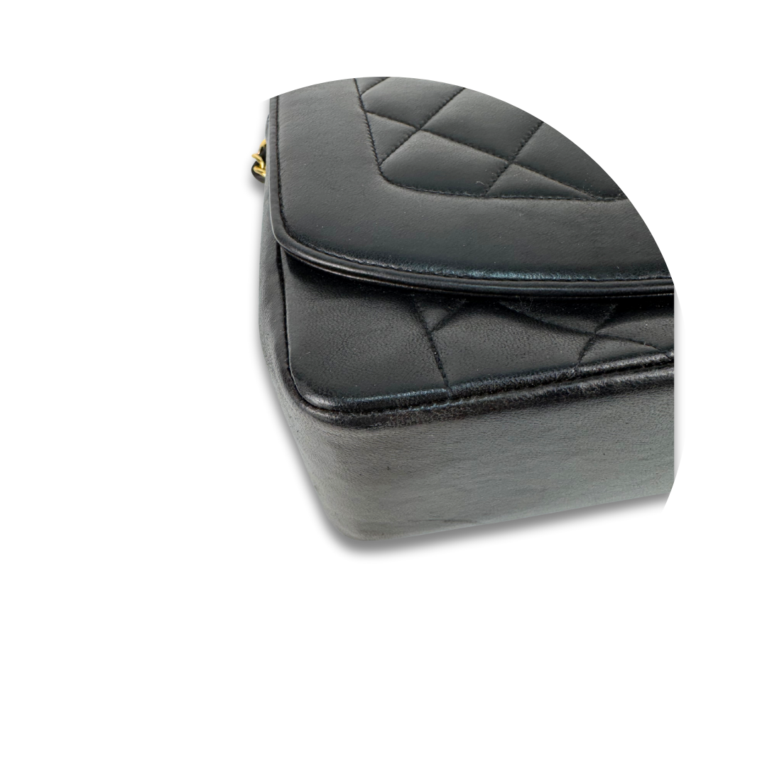Chanel Black Lambskin Medium Diana