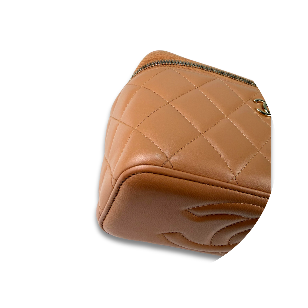 Chanel Tan Classic Small Top Handle Vanity