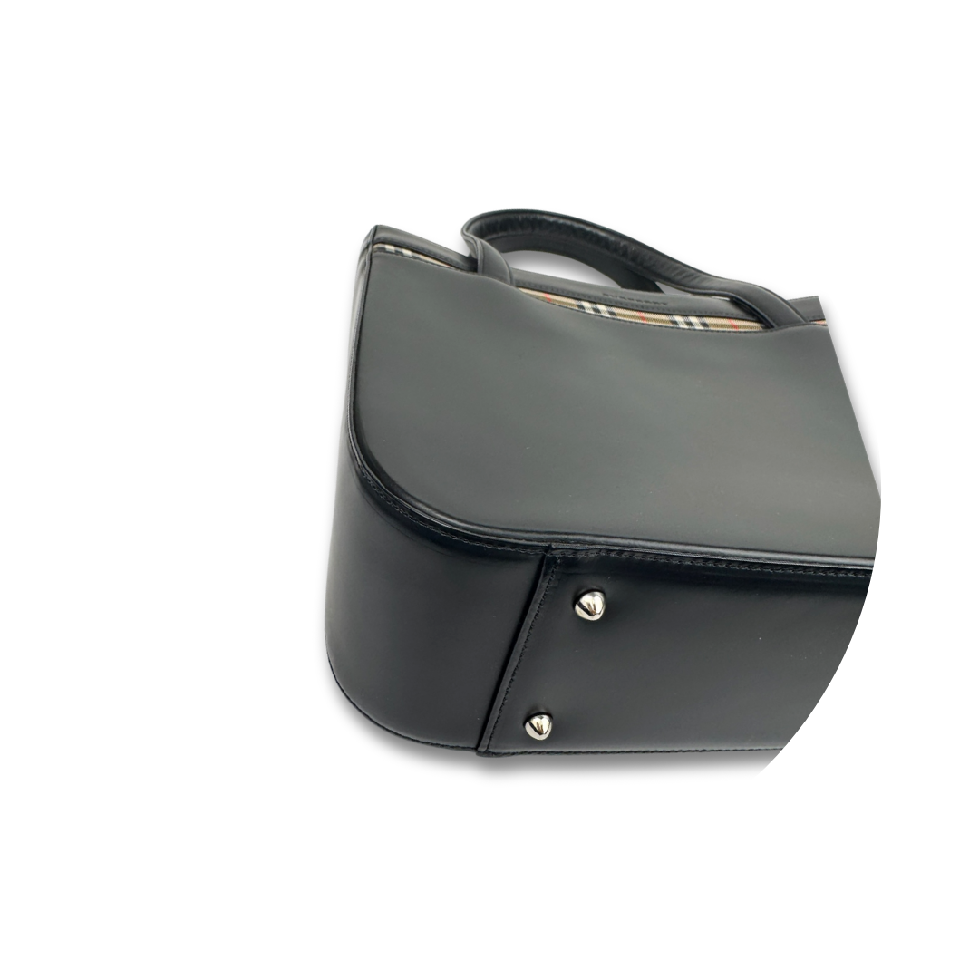 Burberry Black Leather Top Handle Tote