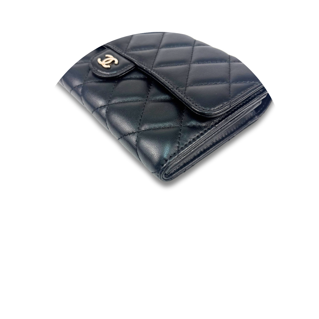 Chanel Black Lambskin Classic Flap Wallet