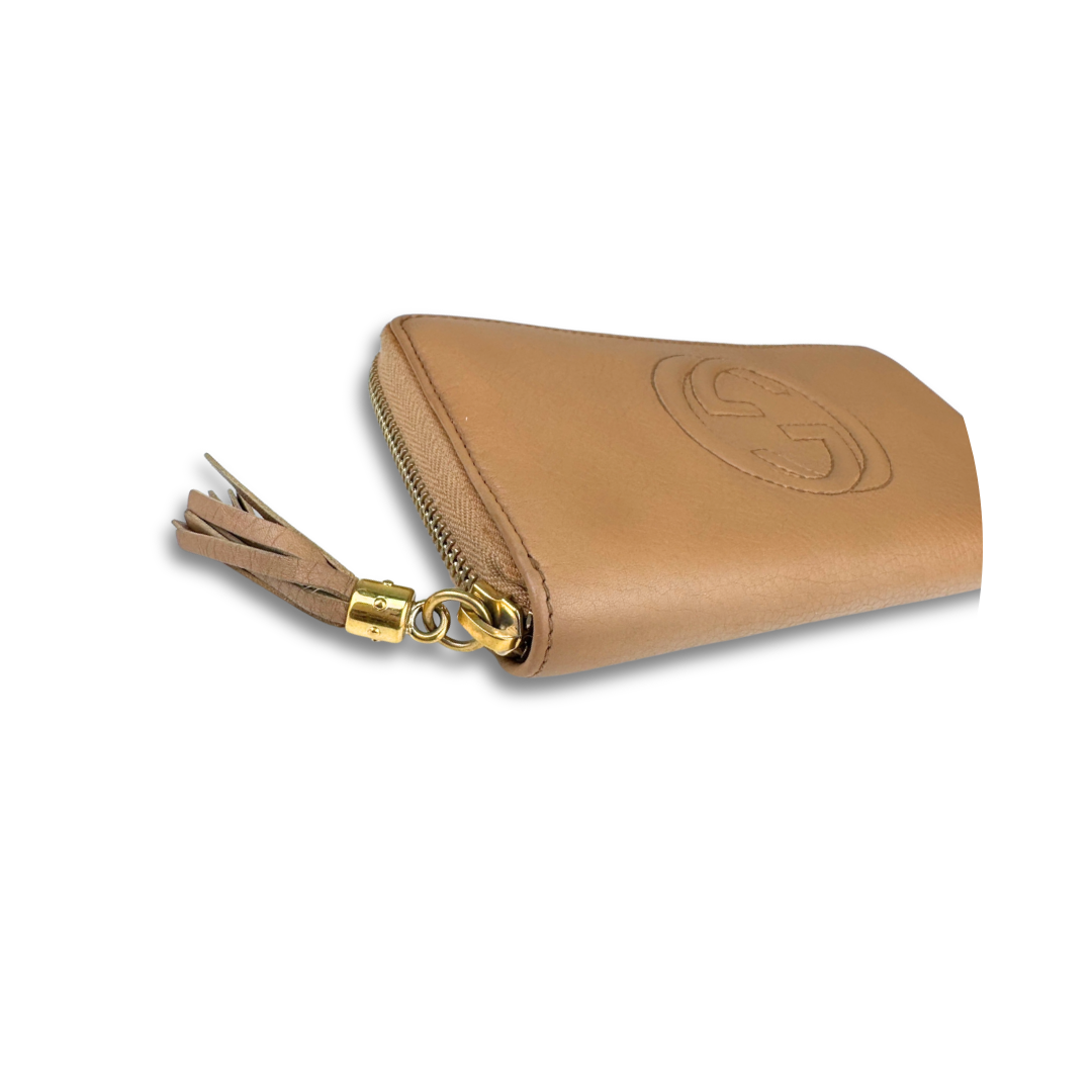 Gucci Beige Soho Zip Around Wallet