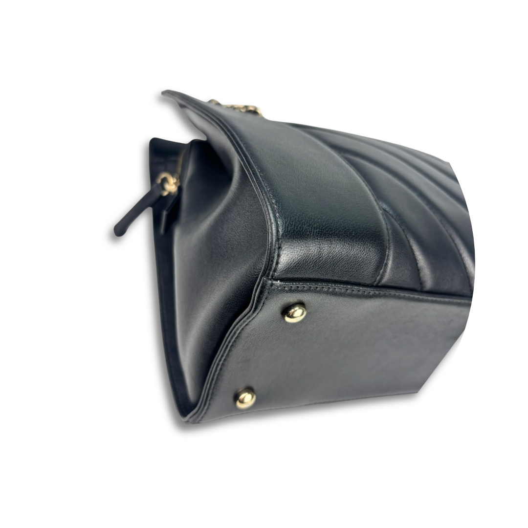 Chanel Black Chevron Mademoiselle Shopping Tote