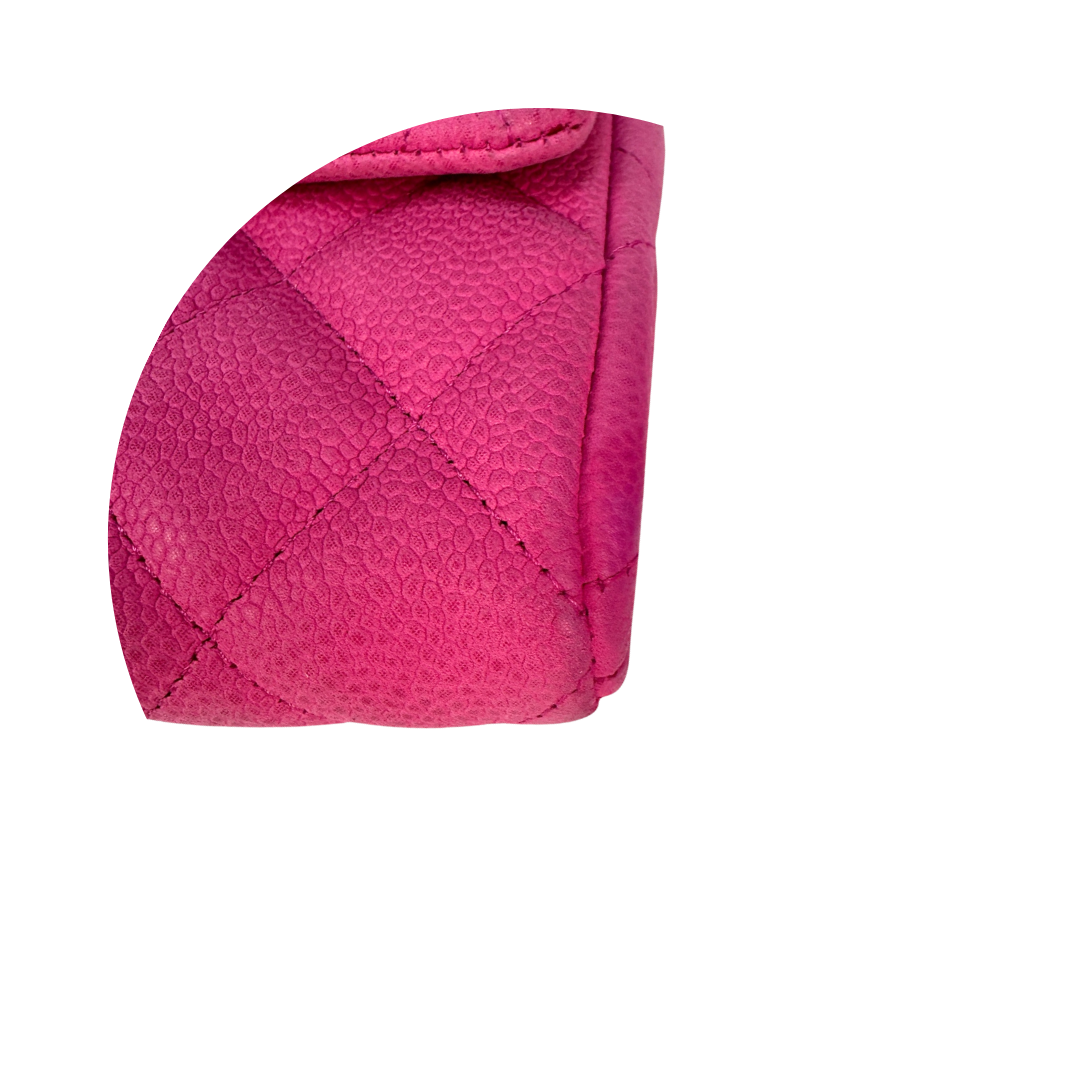 Chanel Hot Pink Caviar Classic Flap Clutch