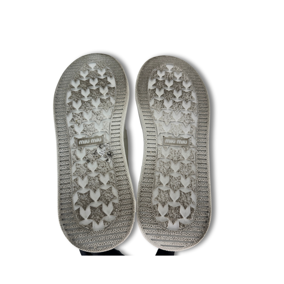 Miu Miu Mixed-Lace Leather Sneakers - Size 36