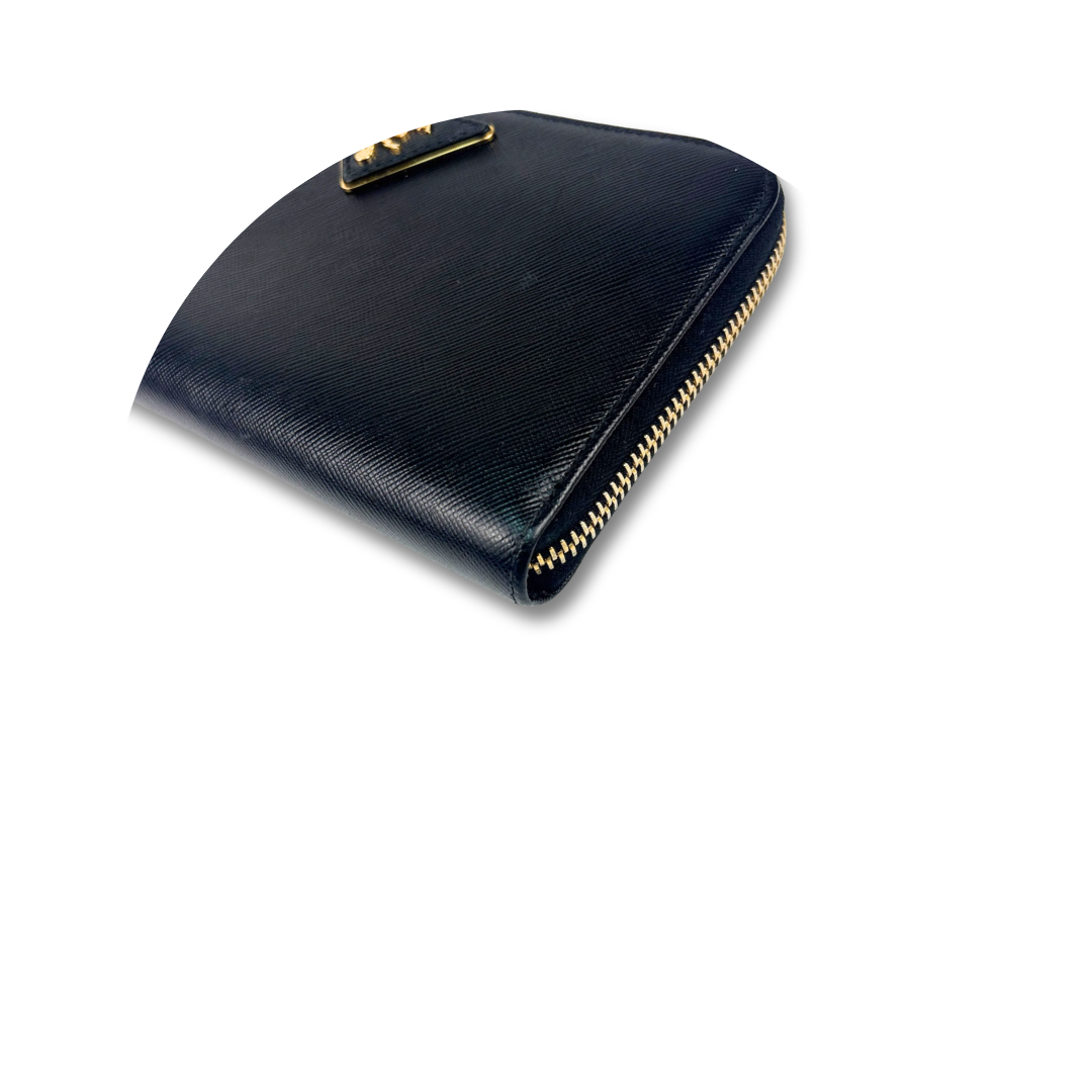 Prada Black Saffiano Zipper Wallet