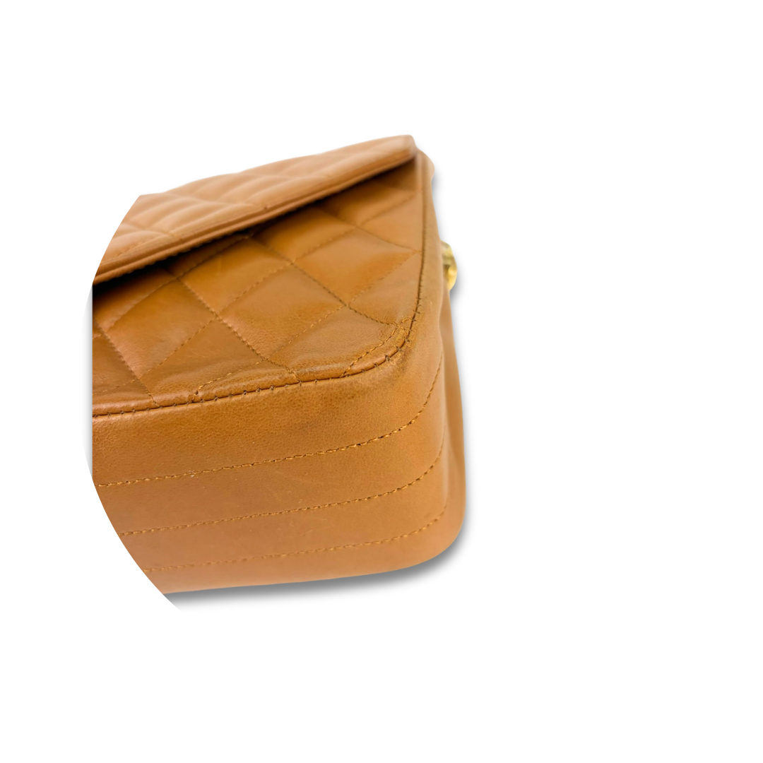 Chanel Camel Lambskin Halfmoon Shoulder Bag