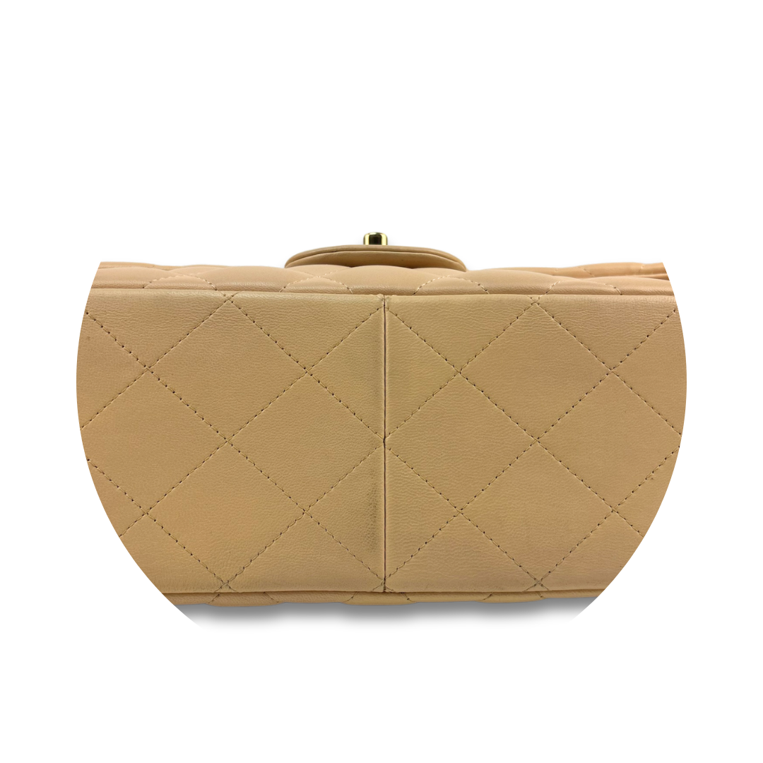 Chanel Beige Lambskin Classic Jumbo Double Flap