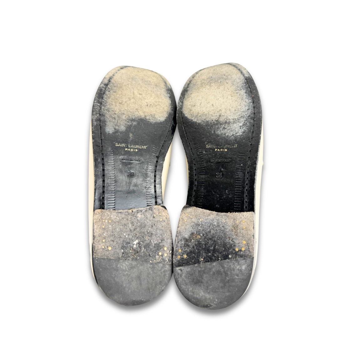 YSL Cream Leather Loafers - Size 38