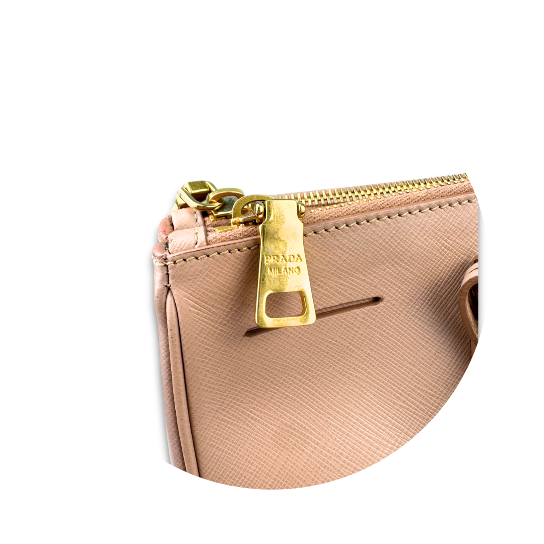 Prada Medium Beige Double Zip Galleria