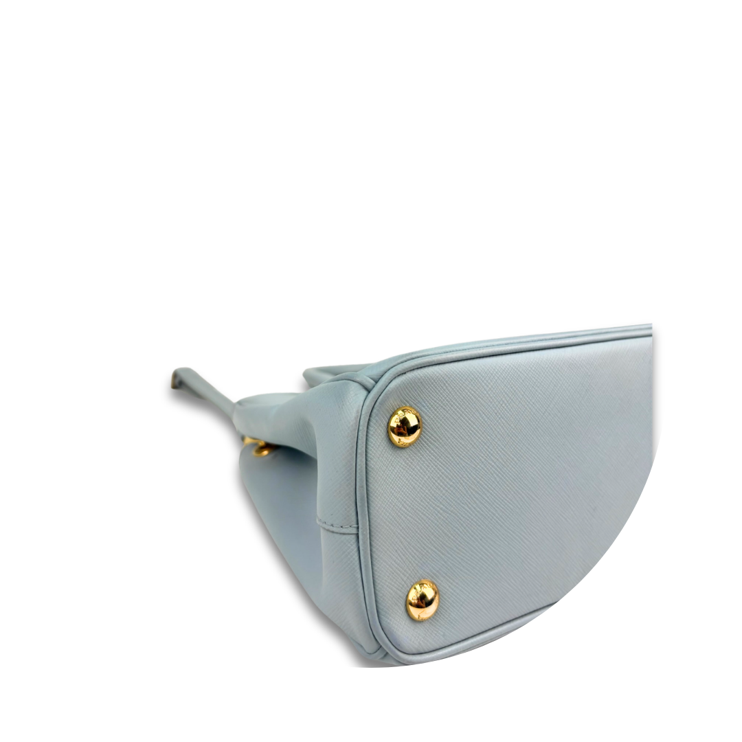 Prada Mini Light Blue Double Zip Galleria