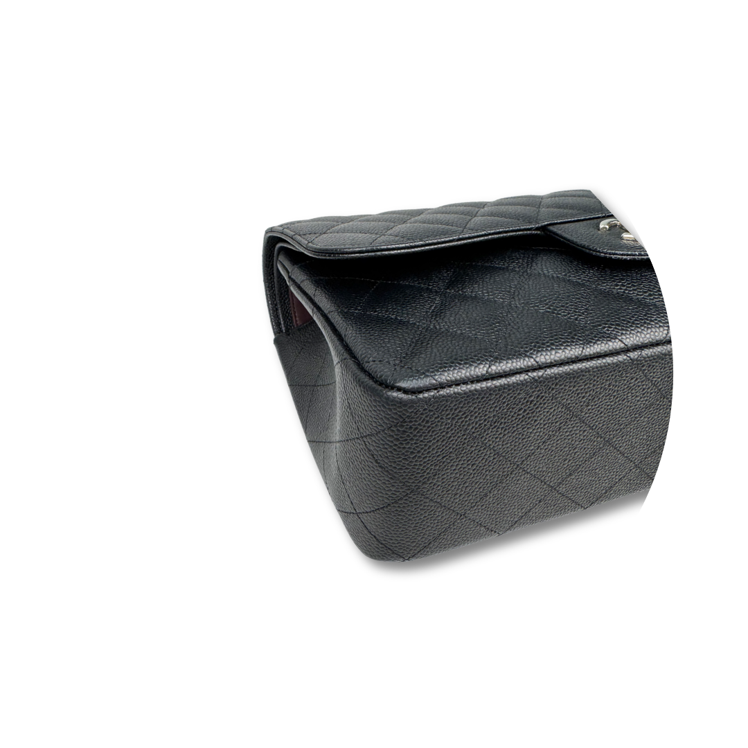 Chanel Black Quilted Caviar Jumbo Double Flap
