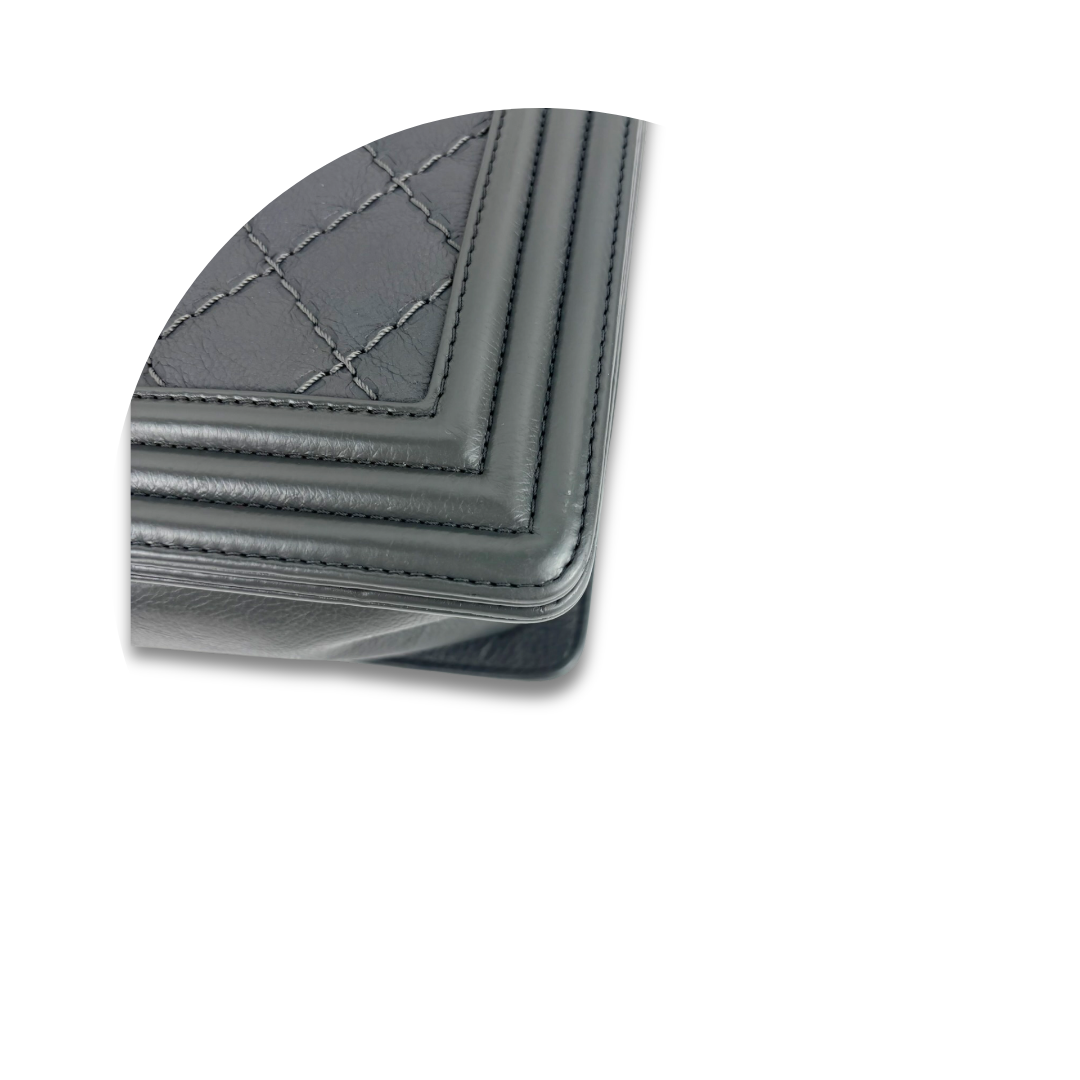 Chanel Grey Double Stitch Medium Boy Bag