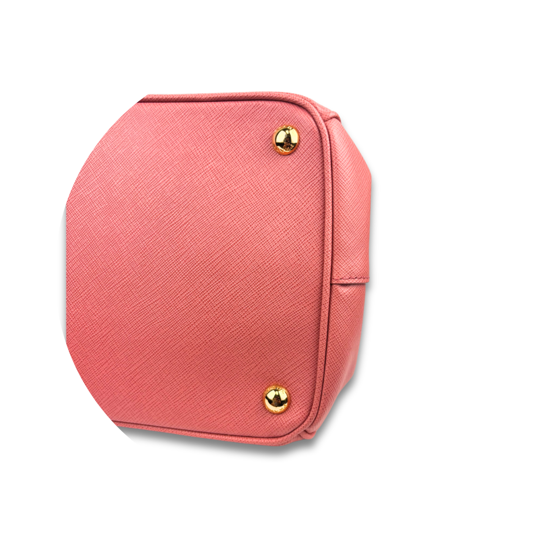 Prada Coral Saffiano Large Double Zip Galleria