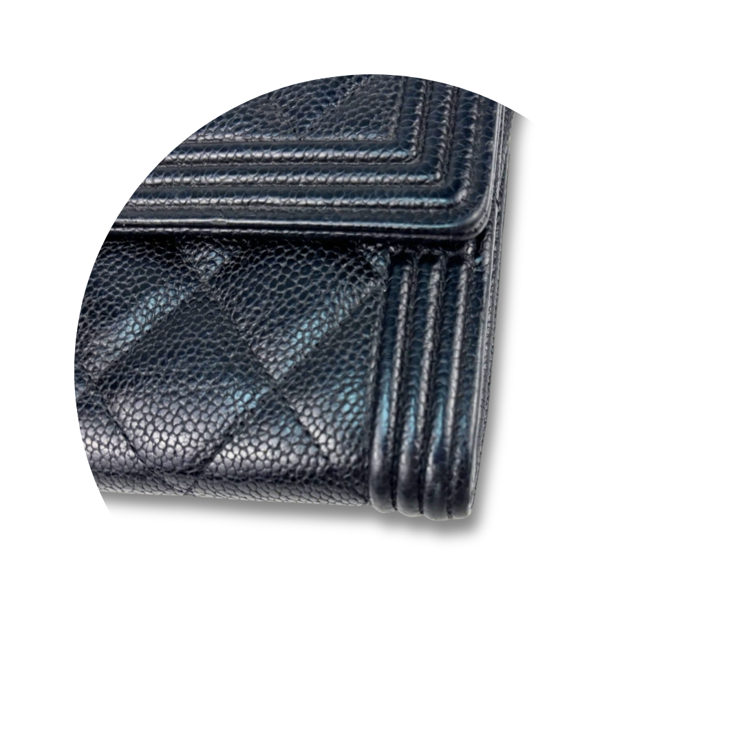 Chanel Black Caviar Boy Flap Wallet