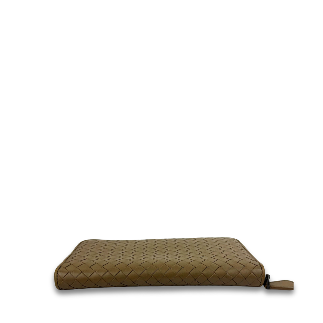 Bottega Taupe Zip Around Wallet
