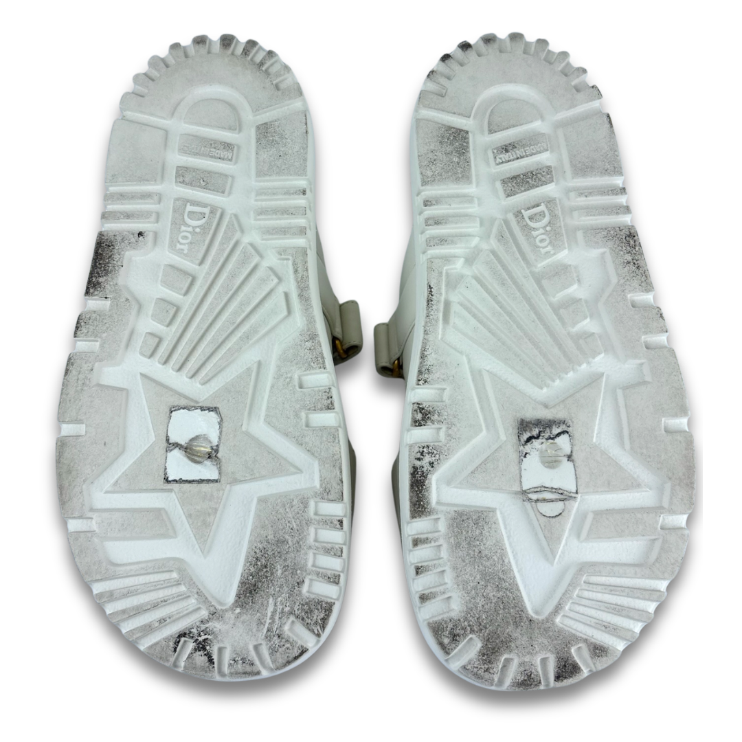 Dior White Lambskin Dioract Slides - Size 37.5