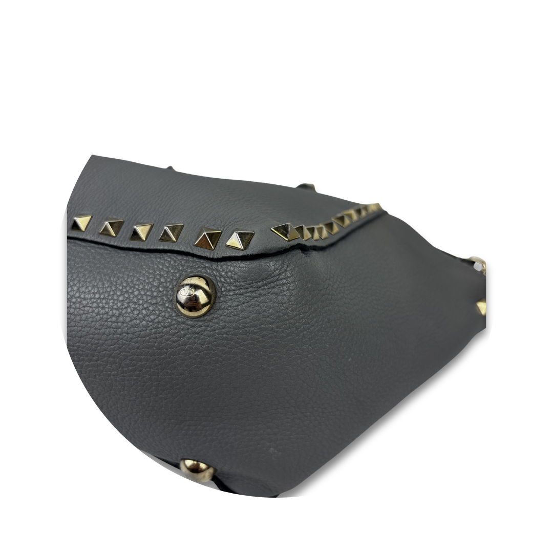 Valentino Grey Rockstud Shoulder Bag