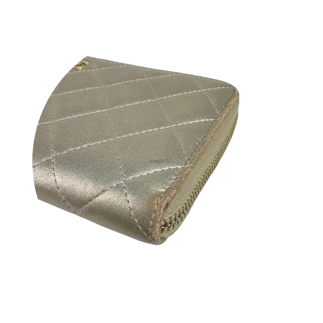 Chanel Metallic Gold Zipper Wallet