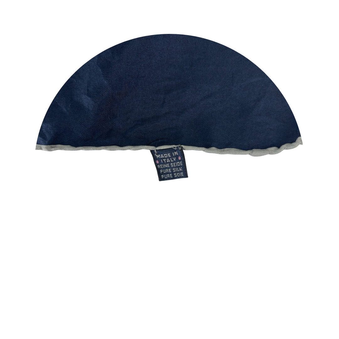 Burberry Navy Plaid Silk Scarf