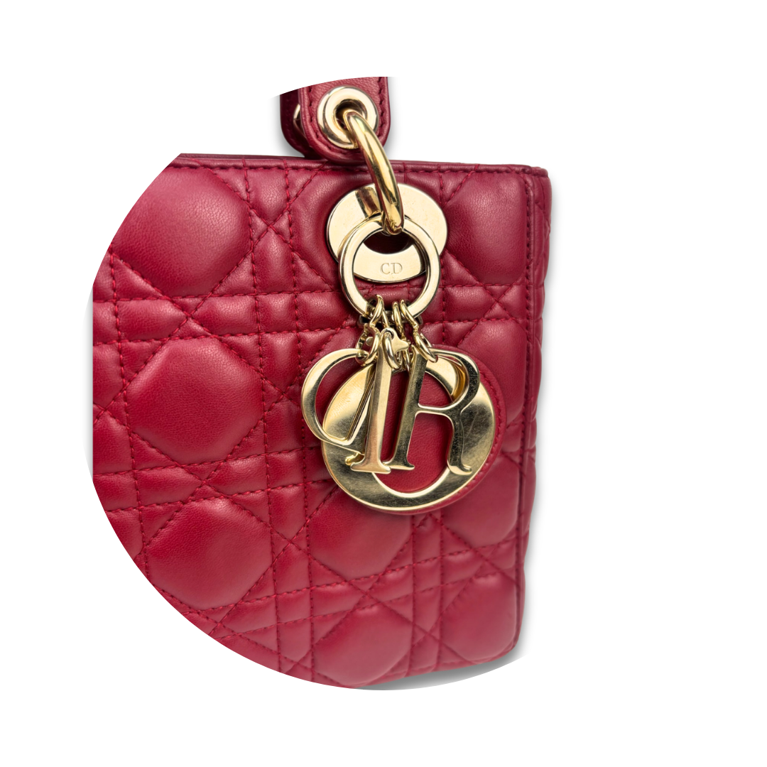 Dior Small Red Lambskin Lady Dior