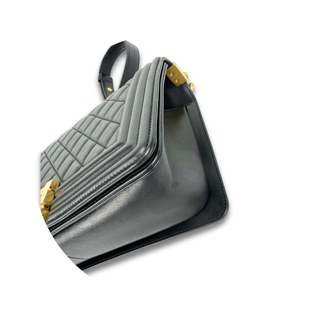 Chanel Black Medium Calfskin Boy Bag