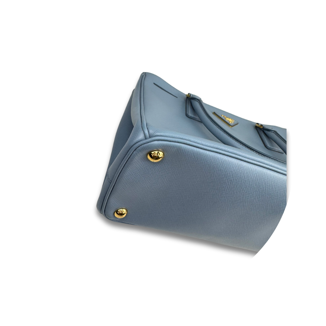 Prada Small Light Blue Double Zip Galleria