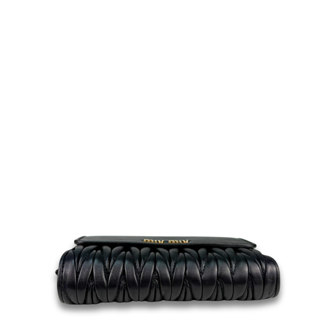 Miu Miu Black Matelasse Mid Size Wallet