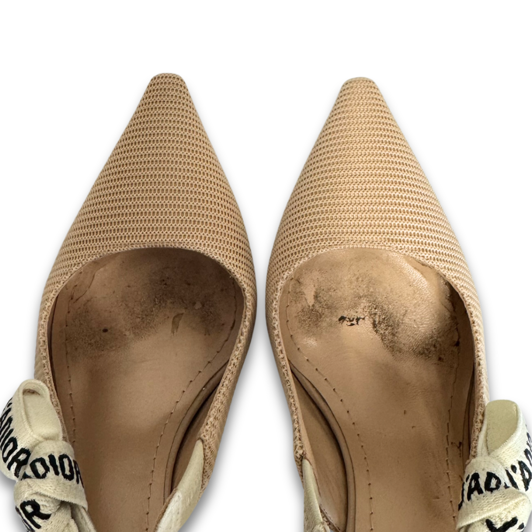 Dior Beige J'Adior 100mm Slingbacks - Size 37