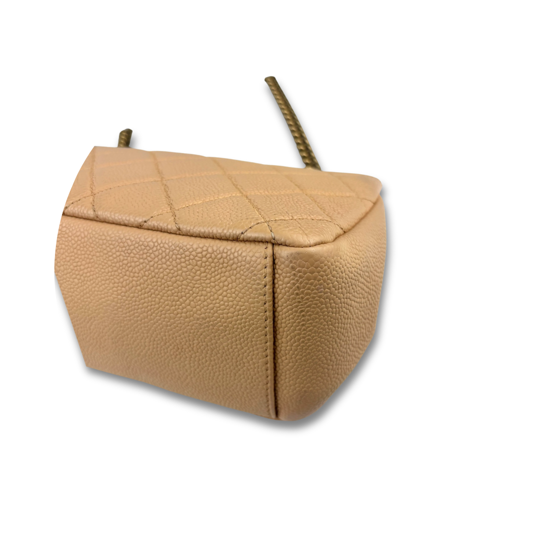 Chanel Tan Caviar Quilted Medium Chic Quilt Flap Bag