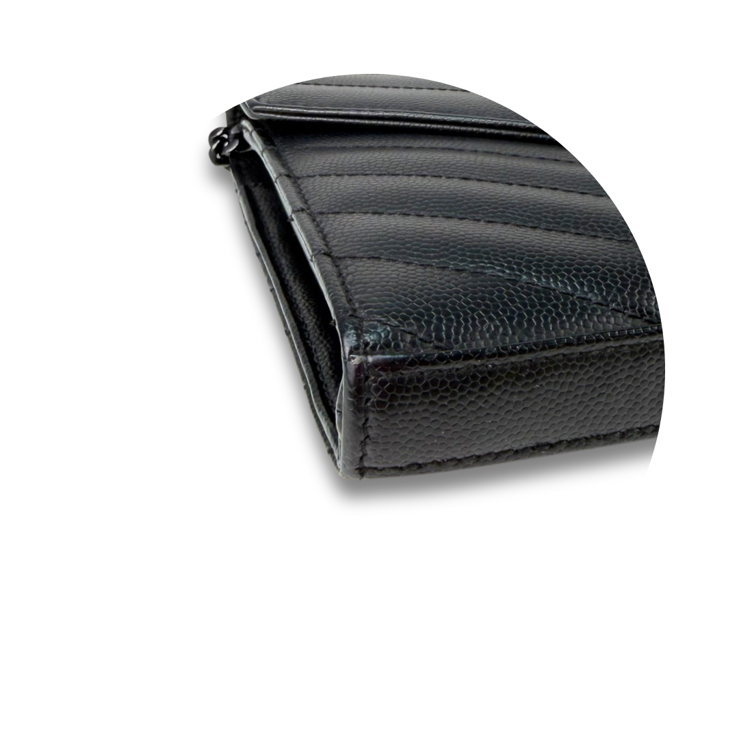 YSL Black Cassandre Quilted Chain Wallet