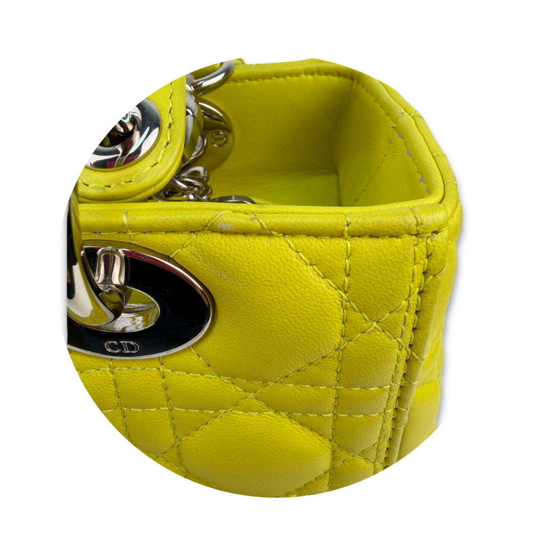Dior Medium Yellow Lambskin Lady Dior