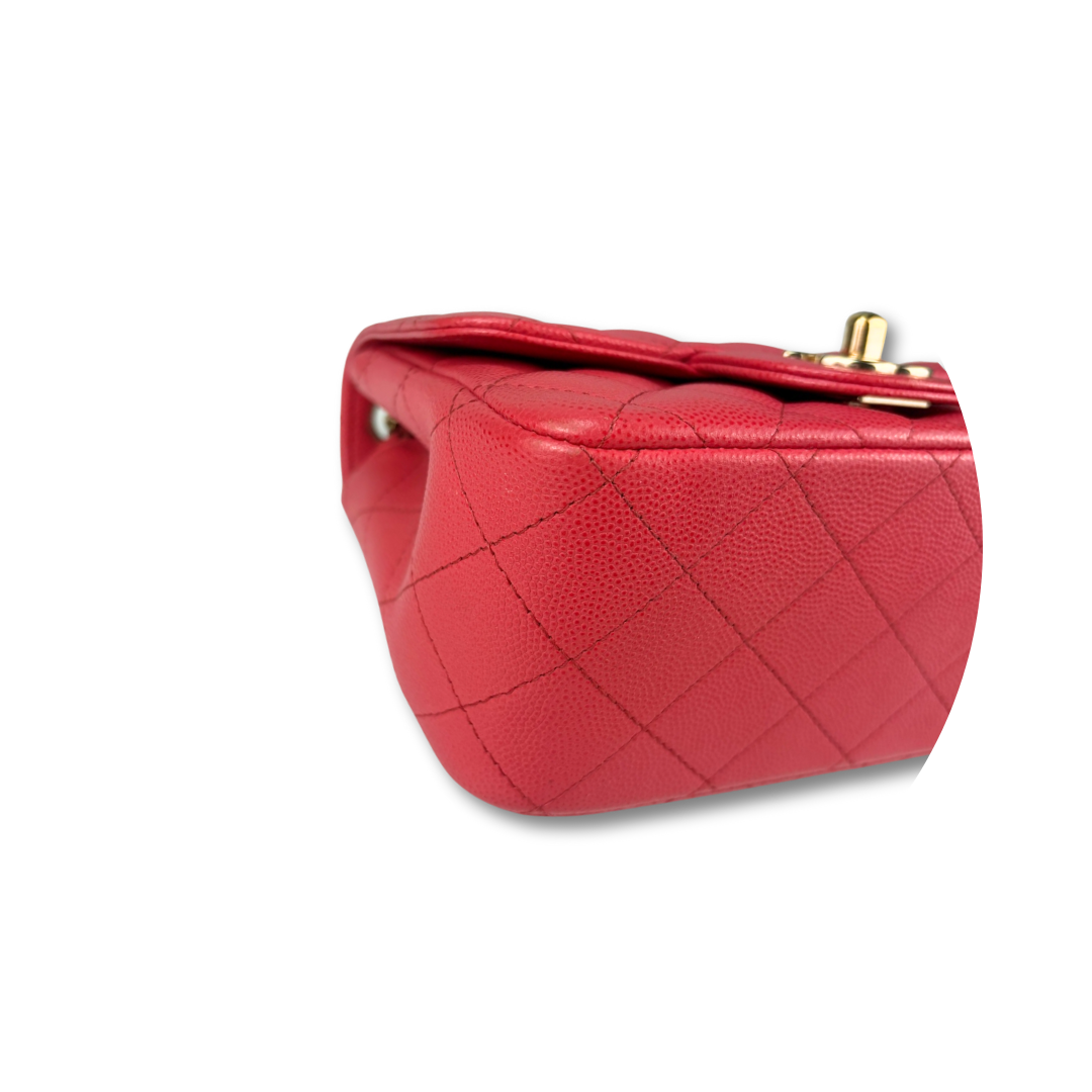 Chanel Classic Dark Pink Caviar Square Mini