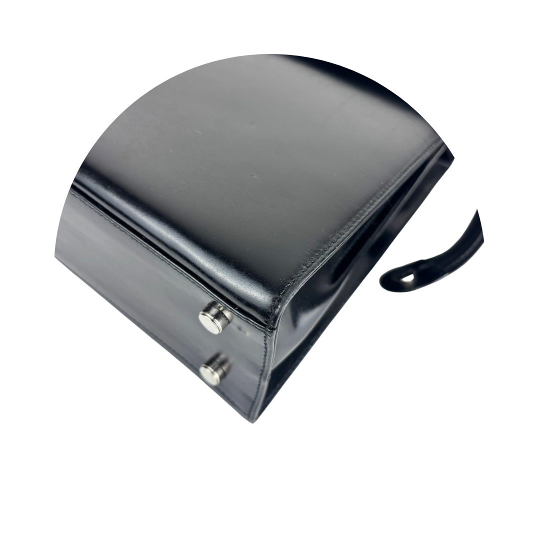 Ferragamo Black Leather Gancini Top Handle