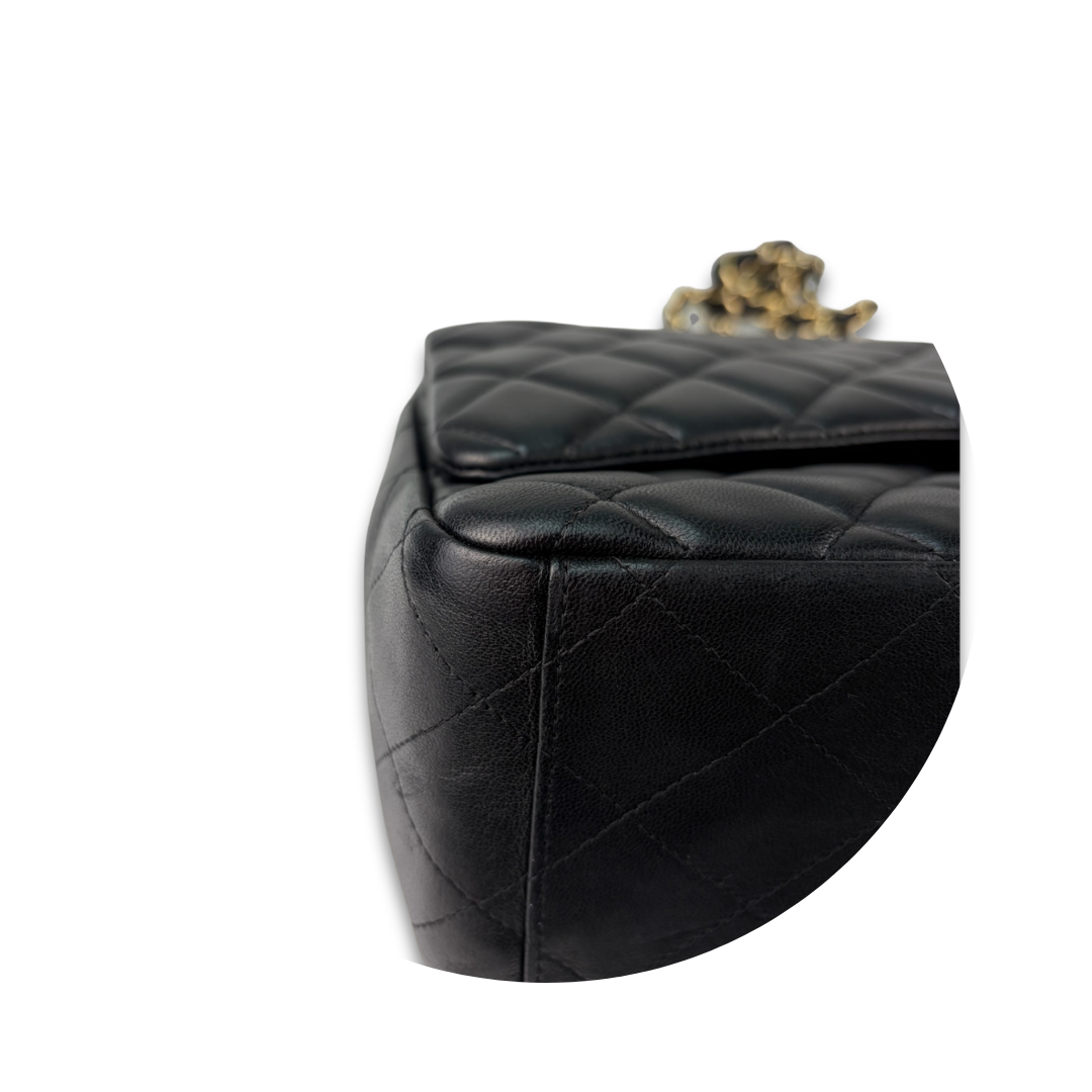 Chanel Black Lambskin Maxi Single Flap