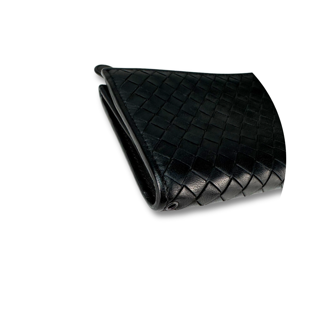 Bottega Veneta Black Intrecciato L-Zip Wallet