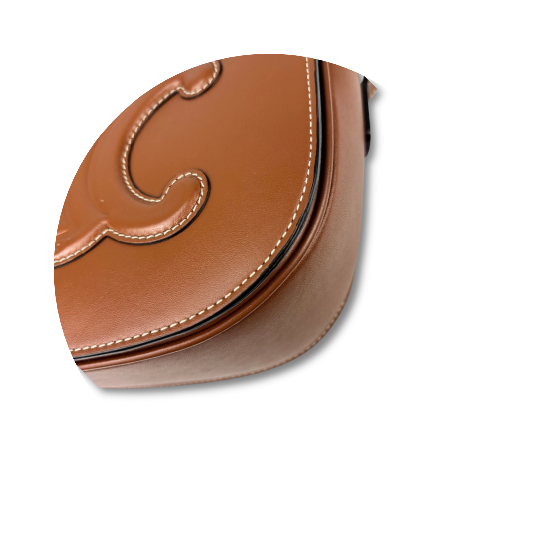 Celine Leather Triomphe Folco Saddle Bag