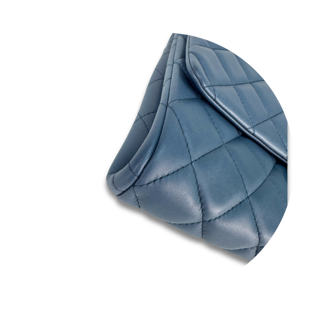 Chanel Blue Lambskin Classic Flap Clutch